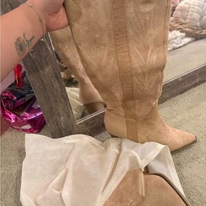 Oasis Blush Pink Suede Heeled Booties